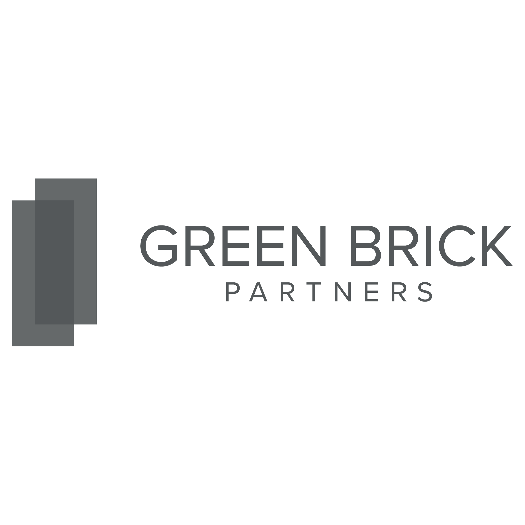 Green Brick Partners logo in gray with 2 rectangles overlapping on the left.